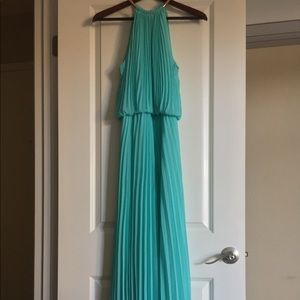 Pleated Halter Neck Chiffon Gown